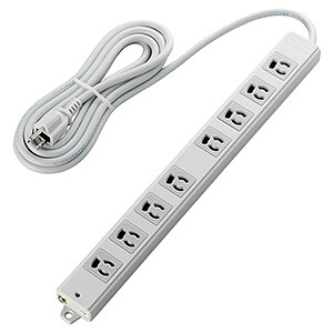 ELECOM 工事用タップ 3P・8個口 抜け止め マグネット付 コード長3m T-WRM3830LG/RS