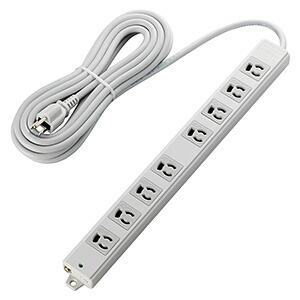 ELECOM 工事用タップ 3P・8個口 抜け止め マグネット付 コード長5m T-WRM3850LG/RS