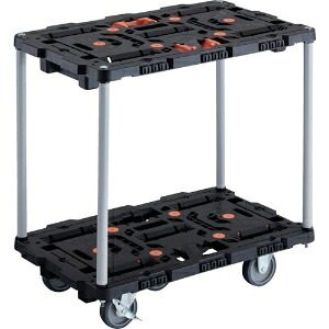 トラスコ中山 連結式樹脂製2段台車 ビートル 700X450 自在3輪 内2輪ストッパー付 とめたろう付 ハンドルなし BT720J3S2-E100T