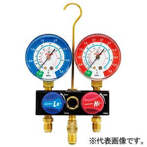 アサダ ボールバルブMiniマニホールドキット 対応冷媒R32・R410A ゲージ径φ60mm ホース長さ92cm AM185｜電材堂