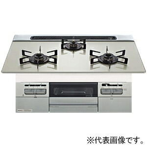 ノーリツ ビルトインコンロ ≪Fami～ファミ～≫ シンプルタイプ 3口コンロタイプ ムーンシルバーガラストップ 60cmタイプ N3WV6RWTP2SI-12A13A