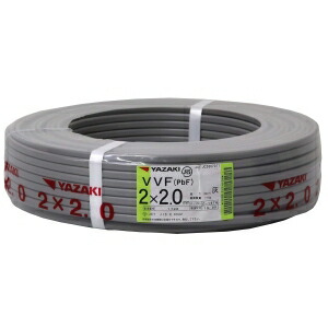 矢崎エナジーシステム VVFケーブル 600Vビニル絶縁ビニルシースケーブル平形 2.0mm 2心 100m巻 灰色 VVF2.0×2C×100m