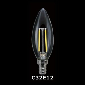 東西電気産業 C32形フィラメントLED E12 25W相当 TZC32E12SC-2-100/21_set