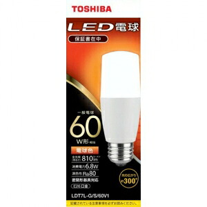東芝 【ケース販売特価 10個セット】LED電球 T形 60W相当 電球色 E26 LDT7L-G/S/60V1｜電材堂