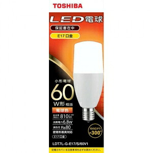 東芝 【ケース販売特価 10個セット】LED電球 T形 60W相当 電球色 E17 LDT7L-G-E17/S/60V1