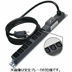 明工社 200V差し込み 19in仕合わせ用 16A 250V C13×7コ口 20A短絡ブレーカ VCT有線テレビ5m L6-20P付 ME8637TA5