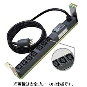 明工社 200V差し込み 19in仕合わせ横打っ付け用金具付 16A 250V C13×7コ口 20A短絡ブレーカ VCT有線テレビ3m L6-20P付 ME8715TA3