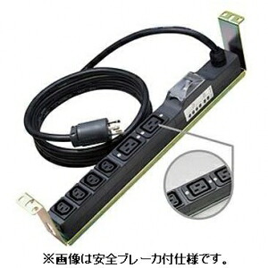 明工社 200V差し込み 19in仕合わせ横打っ付け用金具付 16A 250V 6コ口(C13×4 C19×2) 20A短絡ブレーカ VCT有線テレビ5m L6-20P付 ME8717TA5