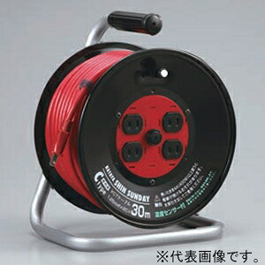 ハタヤ シンサンデーリール 100V手合い 標準尺度型 2P 15A 125V 差し込み4個 長さ30m VCT1.25\u0026#13215;×2C C-30