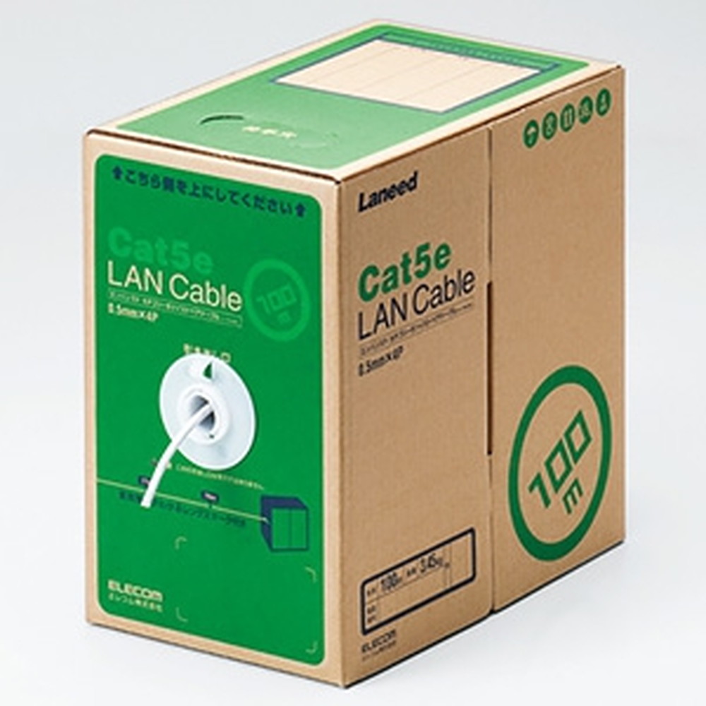 ELECOM LANケーブル ケーブルのみ CAT5E対応 レングスマーク付 環境配慮パッケージ 長さ100m ホワイト LD-CT2/WH100/RS