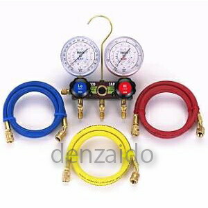 タスコ R404A/R134aゲージマニホールドキット 80φ サイトグラス付 150cm 冷暖兼用 TA124EH-2