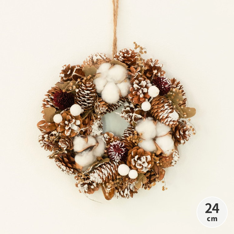 リース クリスマスリース Xmas ホワイト ナチュラル 松ぼっくり クリスマス 林檎 24cm おしゃれ インテリア 雑貨 豪華 壁掛け 307 ナチュラルリース24cmhj 24 激安卸販売新品