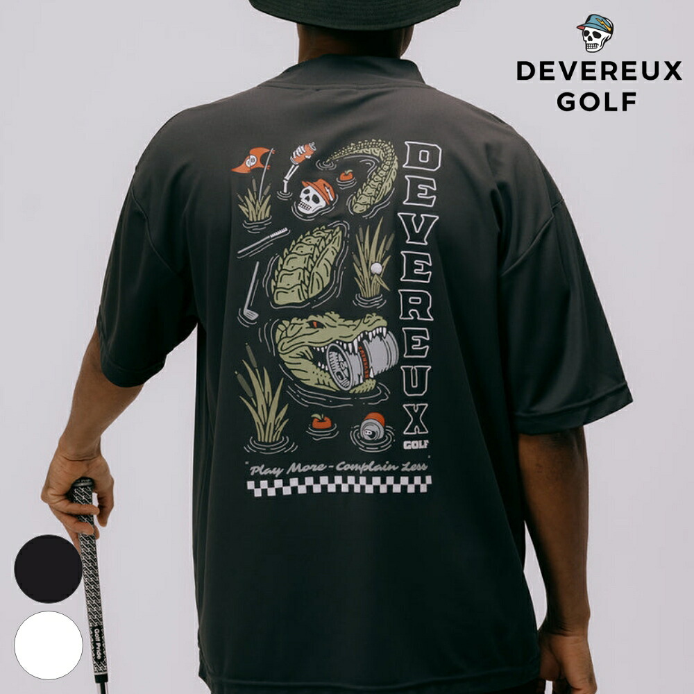DEVEREUX GOLF デバローゴルフ モックT DVG CROCO MOCK NECK 75762022 モックネック 半袖 ゴルフ グレー グラファイト ホワイト 2026ssゴルフウェア 吸水速乾性 ゆったり ストレッチ UVカット スカル 鹿の子素材 タウンユース メンズ ブランド｜DEPARTMENTSTORES