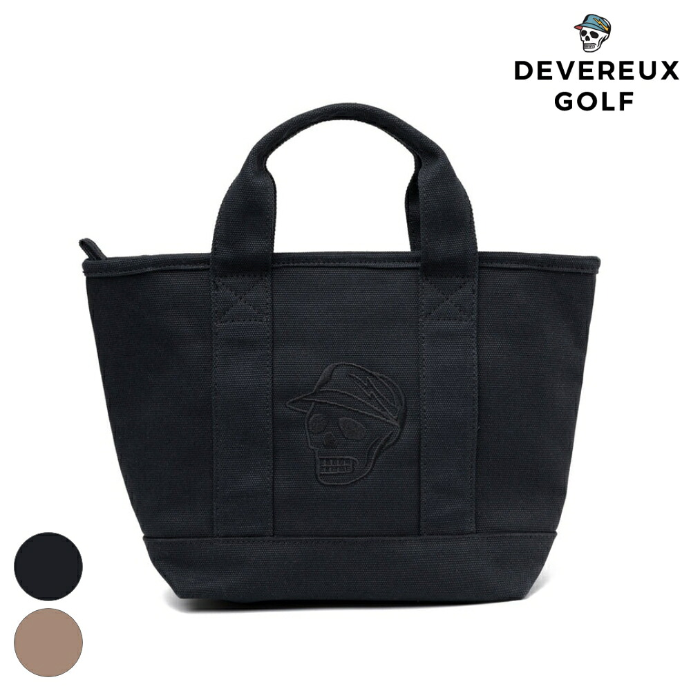 DEVEREUX GOLF デバローゴルフ DVG CANVAS CART BAG 75762826 トートバッグ ゴルフバック ブラック ベージュ 2026ss ラウンドバック ゴルフ カートバッグ コンパクト スモール 刺繍 ロゴ スカル 厚手 サブバッグ デイリーユース メンズ おしゃれ
