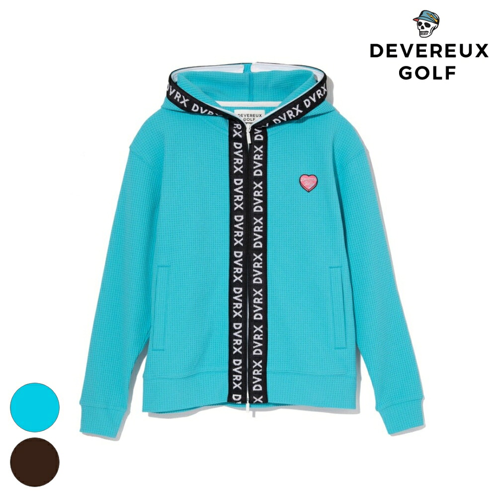 DEVEREUX GOLF デバローゴルフ WOMEN Southern DrawワッフルFull Zipロゴテープフーディー 763572178 ゴルフ ゴルフウェア レディース パーカー ブラウン アクア セットアップ フルジップ ジップアップ ジップパーカー Sサイズ 可愛い おしゃれ 羽織