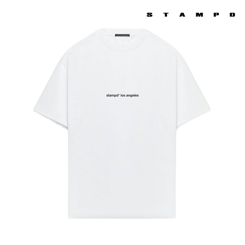 STAMPD Tシャツ Stampd Minimal Relaxed Tee M4006TE メンズ 半袖 Tシャツ ホワイト クルーネック シンプル ロゴ トップス カットソー ワンポイント ウェザーウィーブ コットンジャージー 定番 リラックスフィット 丸首 高級感 光沢感