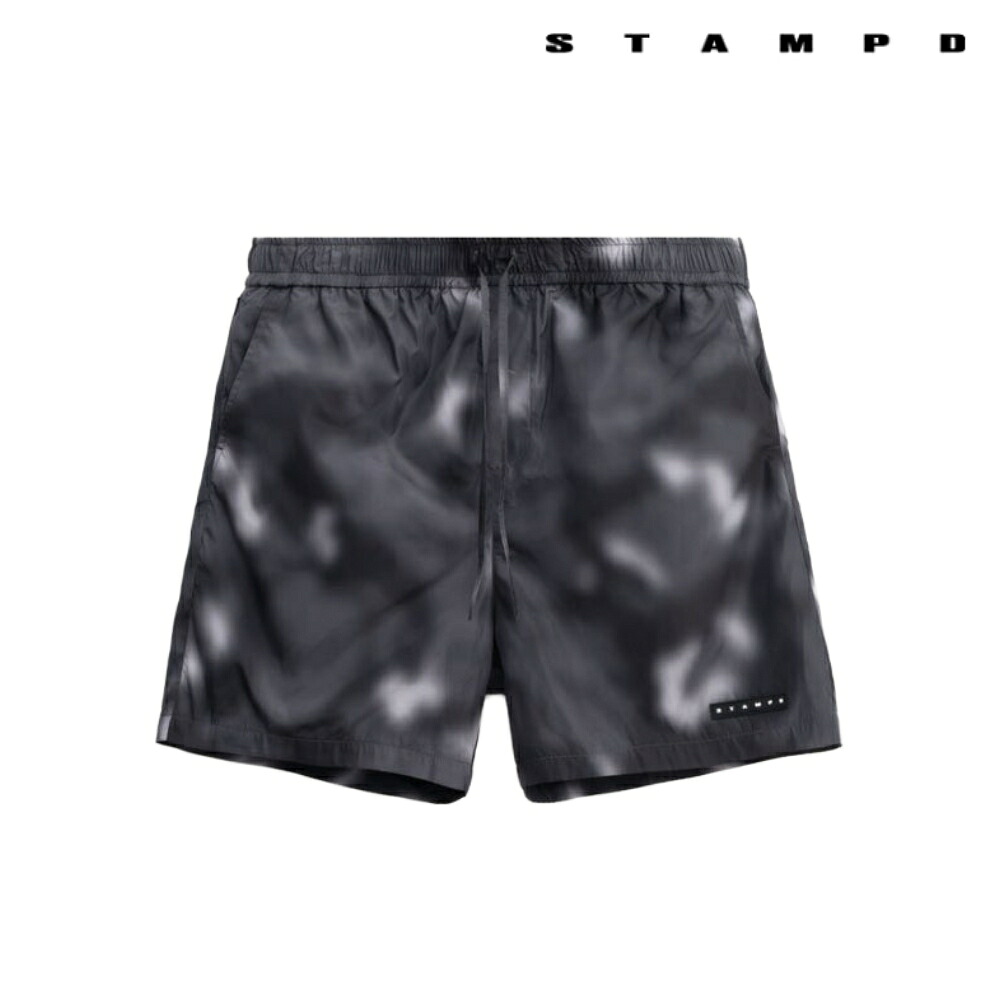 STAMPD スタンプド Black Camo Trunk M4258SH ショートパンツ 半ズボン ハーフパンツ ブラック 2026ssボトムス 短パン ズボン カモフラージュ ドローコード グラフィック デジタルデザイン Chris Stampd クリス・スタンプド メンズ ブランド|DEPARTMENTSTORES