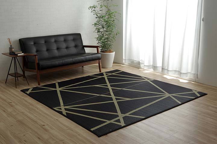 【百貨店SALE_10%OFF】Fレヴィン BK 引っ敷き い草 今めかしい 黒いこと 約191×191糎 いぐさ イ草 引っ敷き 床材 夏 茣蓙 好いたらしい