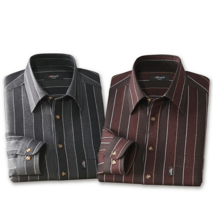 楽天市場】メンズ 紳士服 長袖シャツ ウール入りストライプ柄シャツ 2