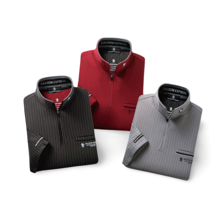 楽天市場】サルーンエクスプレス ストライプ柄ハーフジップ5分袖