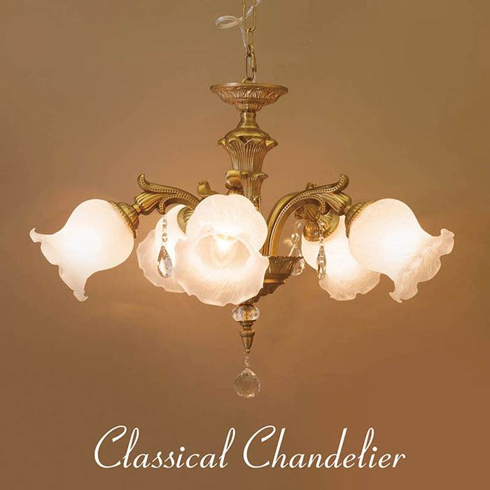 ミルクガラス　クラシカル5灯シャンデリア ミルクガラスクラシカル5灯シャンデリア