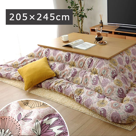こたつ布団 長方形 国産 花柄 掛け単品 ピンク 約205&times;245cm 6柄シリーズ【送料無料】※同梱不可｜雑貨DEPO
