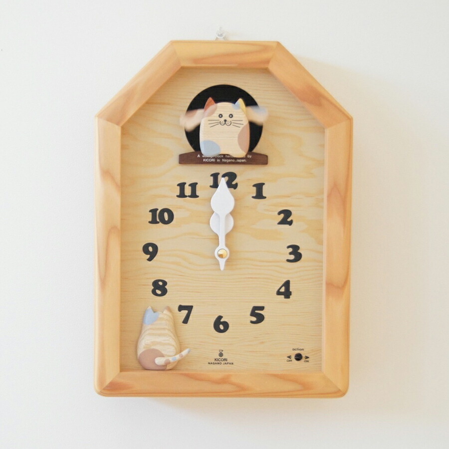 キコリ・デザイン研究所 魚を釣るネコの時計 振り子時計 木の時計 Amazon.co.jp: 「キコリの時計」 木の振子時計 【さかなの親子の時計