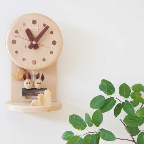 楽天市場】デポー限定 手作り 木の時計 仲良し うさぎ （木製 とけい 