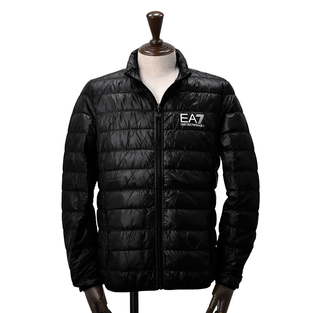 エンポリオアルマーニ Ea7 Armani エアセッテ ライトダウンジャケット メンズ インナー兼用 ブラック ロゴプリント ポリエステル ブラック パッカブル 軽量アウター Lindnercapital Com