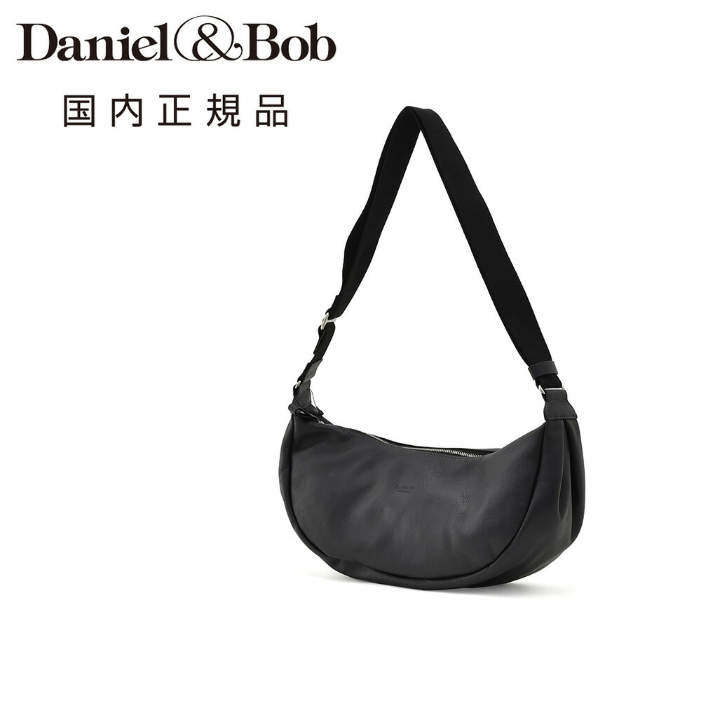 ダニエル&ボブ　　Daniel&Bob レザーショルダーバッグ 男女兼用 アーチラインバッグ TOMBOLO トンボーロ MOUSSE LIGHT ムースライト ブラック 黒 調節可能ショルダーコード 国内正規品 でらでら公式 ブランド
