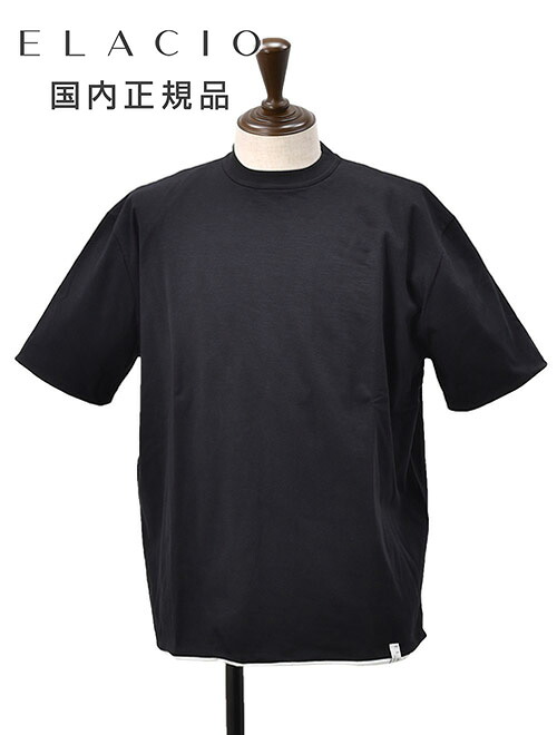エラシオ　　ELACIO リバーシブルTシャツ メンズ 半袖 クルーネックカットソー コットンスムースジャージー ブラック×ホワイト 黒×白 無地デザイン レギュラーシルエット 国内正規品 オクテット