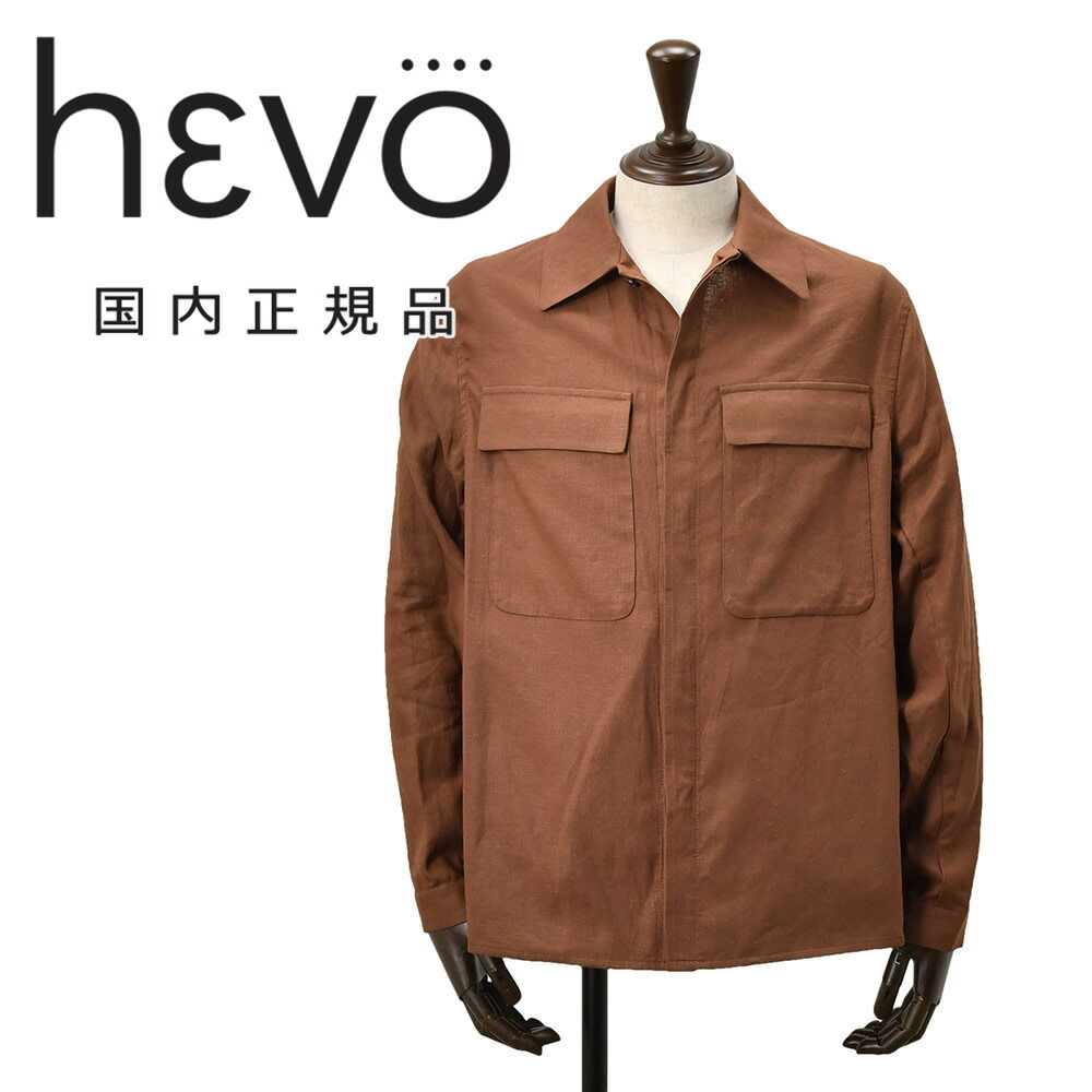 イーヴォ  HEVO シャツアウター メンズ 細工物上衣 SPECCHIOLLA スペッキオッラ  リネン人絹 赤いこと赤銅色 下げ翼付き添い人胸衣嚢 伸び伸びする填まる 薄っぺら 国内置き目品 でらでら 堅苦しさブランド名
