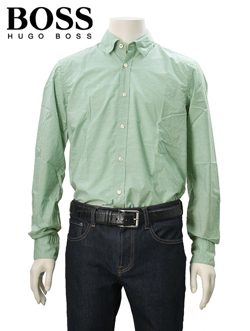 新着商品 楽天市場 Hugo Boss ヒューゴ ボス メンズ カジュアルシャツ ライトグリーン コットンストレッチ スラブ織りレギュラーストレート Relegant でらアウトレット メンズブランド 高質で安価 Advance Com Ec