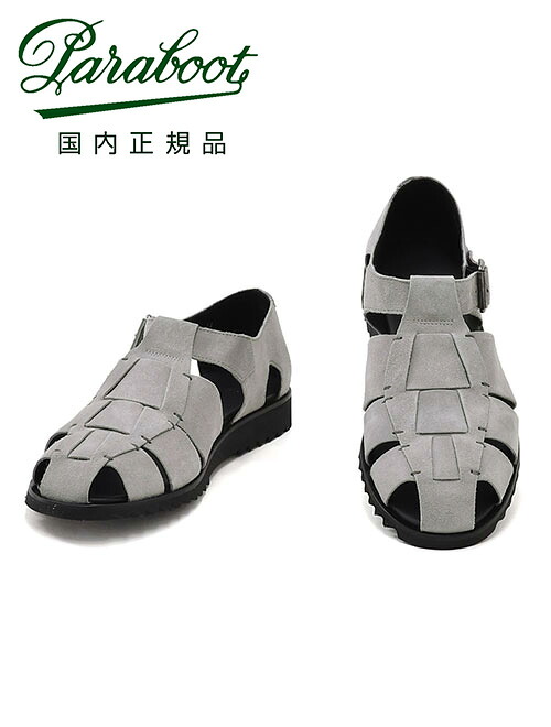 パラブーツ　　PARABOOT グルカサンダル メンズ PACIFIC パシフィック ライトグレー ベロアスエード SPORTソール グラディエーター 編み込み ストラップ調節 国内正規品 でらでら公式 ブランド