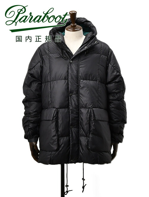 ピレネックス×パラブ—ツ PYRENEX×PARABOOT ダウンジャケット メンズ AUDOUBERT 2 PARABOOT フード一体型 限定コラボモデル 撥水ナイロン ブラック 黒 左袖ロゴパッチ 国内正規品 でらでら公式 ブランド|メンズセレクトshopオクテット公式