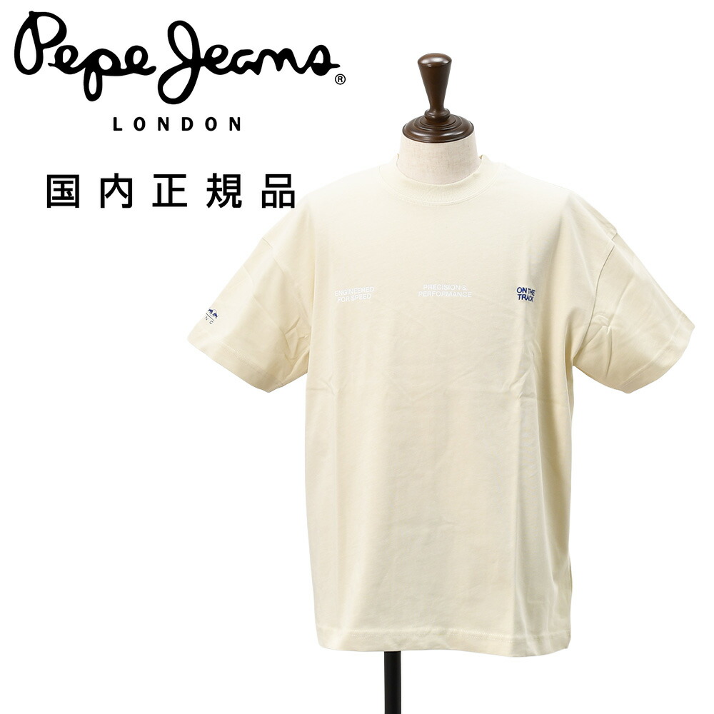 ぺぺジーンズ&times;レッドブル レーシング　　Pepe Jeans&times;Red Bull RACING 半袖Tシャツ メンズ クルーネックカットソー ミドルオンス コットン アイボリー バックプリント ルーズフィット 国内正規品 オクテット｜メンズセレクトshopオクテット公式 10,164円