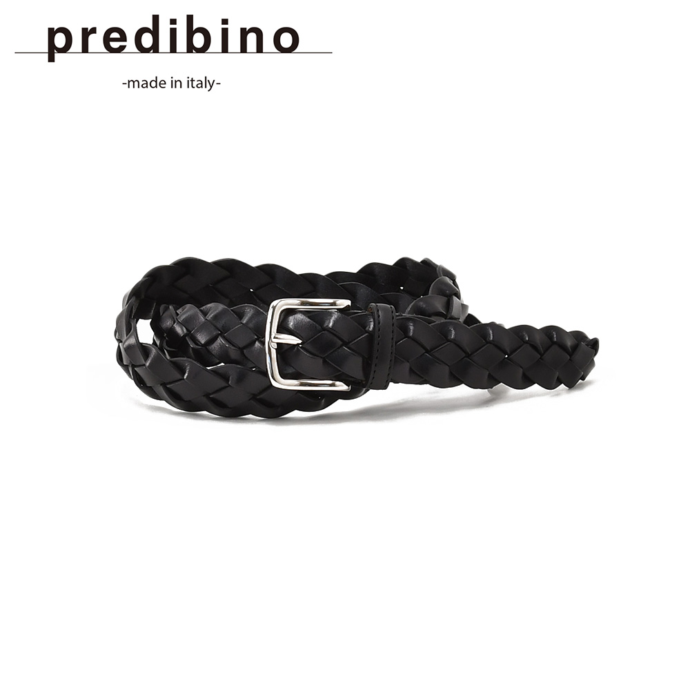 プレディビーノ  Predibino レザーメッシュベルト メンズ イントレチャートベルト 編み込みひな型 イタリアンカーフレザー 黒いこと 黒 3糎幅 本革 金管楽器バックル 差し上げ物 差し上げ物 イタリア製 オクテットオリジナルブランド