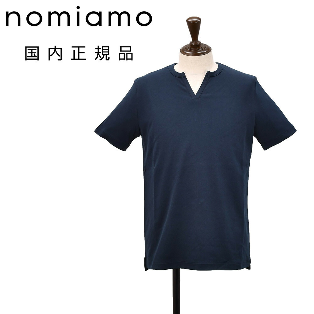 ノミアモ  nomiamo 旗がしら素っ首プルオーバー メンズ 半袖カットソー スーピマコットン 米国海軍 紺 裾細長い切口 か細い影ぼうし 無地ひな型 ボックス席とり捨てる 日本製 国内置き目品 でらでら堅苦しさ ブランド名
