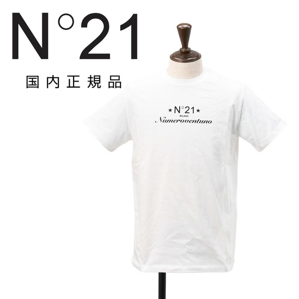 ヌメロ ヴェントゥーノ  N°21 半袖Tシャツ メンズ クルーネックカットソー F051-6328 コットンジャージー ホワイト 白 ブランドロゴプリント レギュラーフィット 国内正規品 オクテット