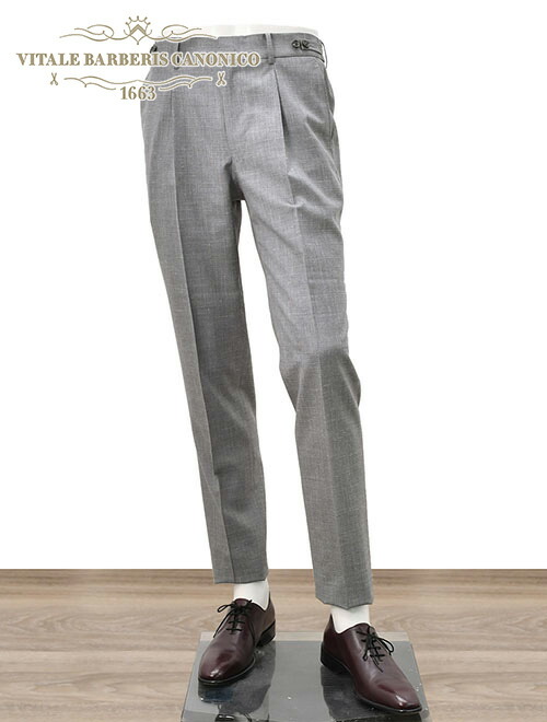 美品 ビタールバルベリスカノニコ メンズビジネススラックス ウール ブラウン系 Vitale Barberis Canonicoウールストレッチサキソニートラウザー
