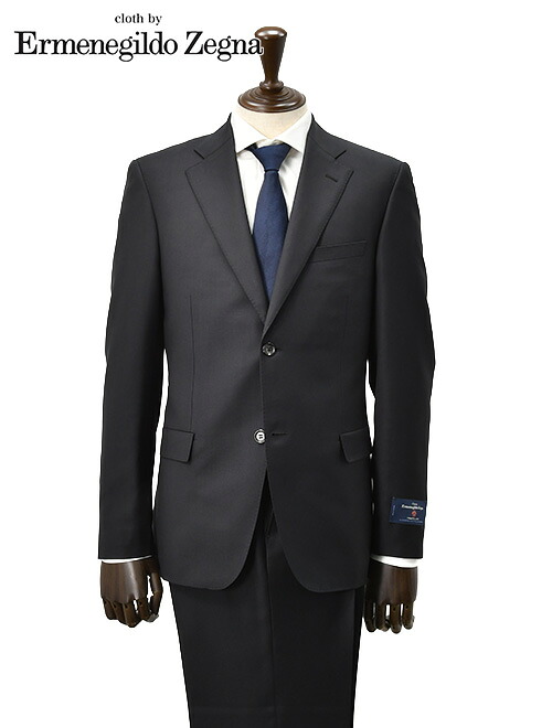 エルメネジルド ゼニア  cloth by Ermenegildo Zegna シングル背広 メンズ 2つ釦向こう正面 1筋目スラックス 羊毛出どころ TRAVELLER 旅行者 黒いこと 黒 Superlativo スペルラティボ ノッチドラペル 日本製