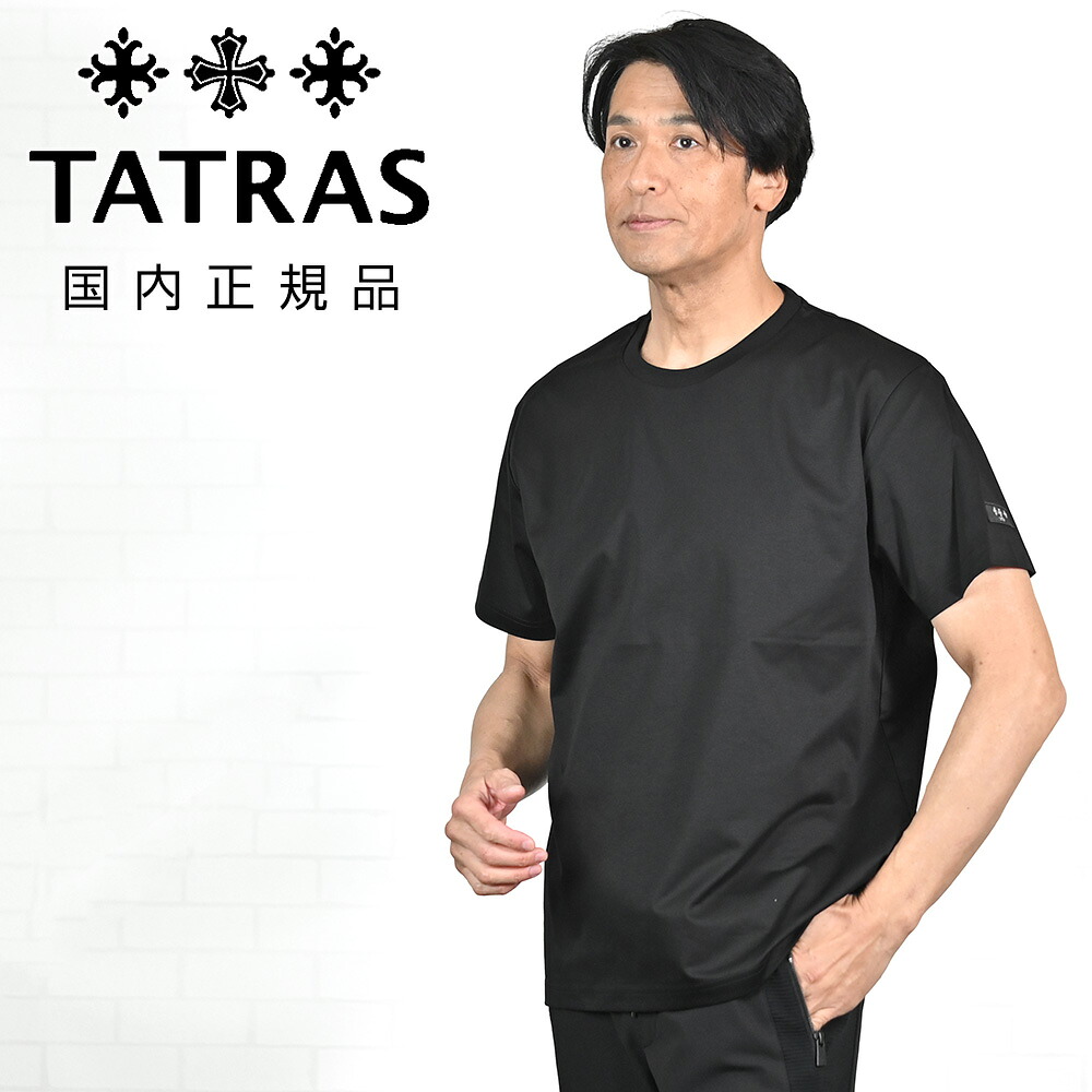 【8のつく日はポイント8倍】タトラス　　TATRAS 半袖Tシャツ メンズ チアーロ CIALO クルーネックカットソー スーピマコットンジャージー ブラック 黒 左袖ブランドロゴワッペン リラックスフィット 国内正規品 オクテット