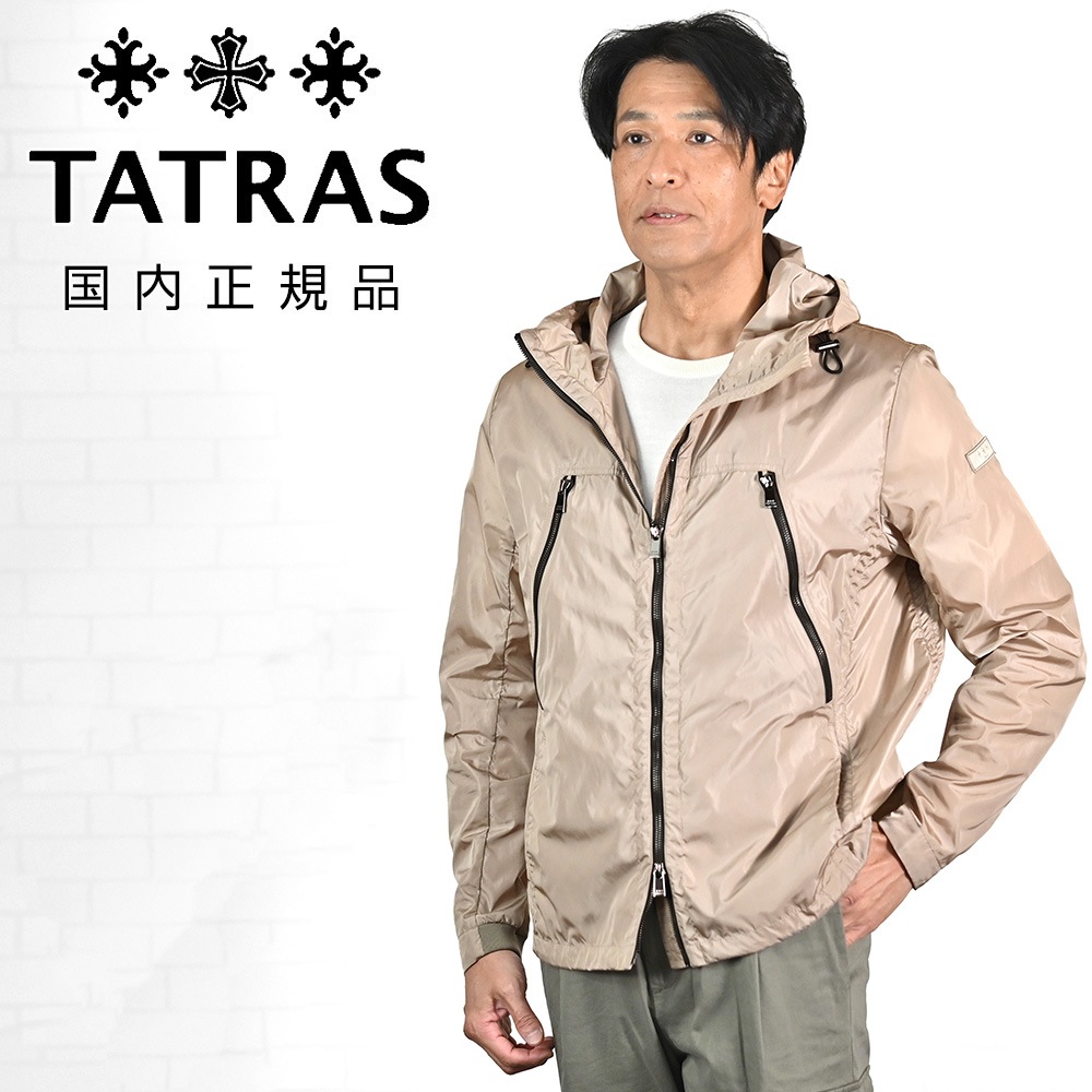 タトラス　　TATRAS ジップアップブルゾン メンズ 軽量アウター ルーリオ LULIO 撥水ナイロンタフタ ベージュ フーディー ライトウェイト&薄手 レギュラーフィット 国内正規品 でらでら 公式ブランド