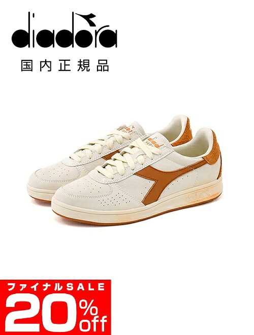 ディアドラ ヘリテージ　　DIADORA HERITAGE レザースニーカー メンズ ローカットシューズ ビーエリート アッセーザ B.ELITE ASCESA スエード ホワイト×オレンジブラウン ラバーソール 国内正規品 でらでら 公式ブランド