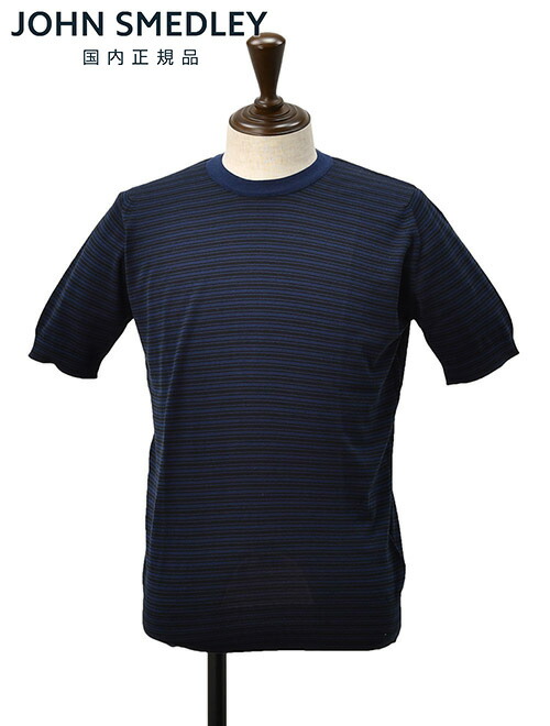 JOHN SMEDLEY ネイビー クルーネック 半袖ニット JOHN SMEDLEY｜ジョンスメドレー日本公式