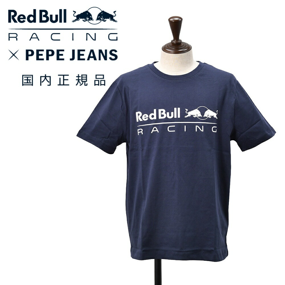 ぺぺジーンズ×レッドブル レーシング　　Pepe Jeans×Red Bull RACING 半袖Tシャツ メンズ クルーネックカットソー コットンジャージー ネイビー 紺 チームロゴプリント レギュラーフィット 国内正規品 でらでら公式 ブランド