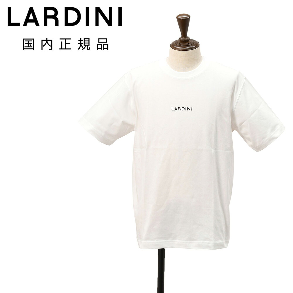 【エントリーでポイント7倍】ラルディーニ　　LARDINI 半袖Tシャツ メンズ クルーネックカットソー CNJLTMC70 コットンジャージー ホワイト 白 ブランドロゴ 左裾ブランドタグ リラックスシルエット 国内正規品 でらでら 公式ブランド｜でらでら メンズセレクトショップ