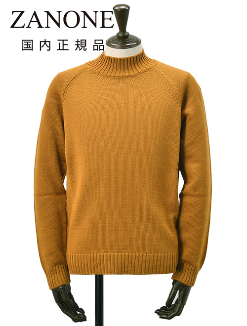 【美品クリーニング済】ZANONE ミドルゲージタートルミディアムブラウン46 ザノーネ / ZANONE / タートルネック ニット / ウール ミドル
