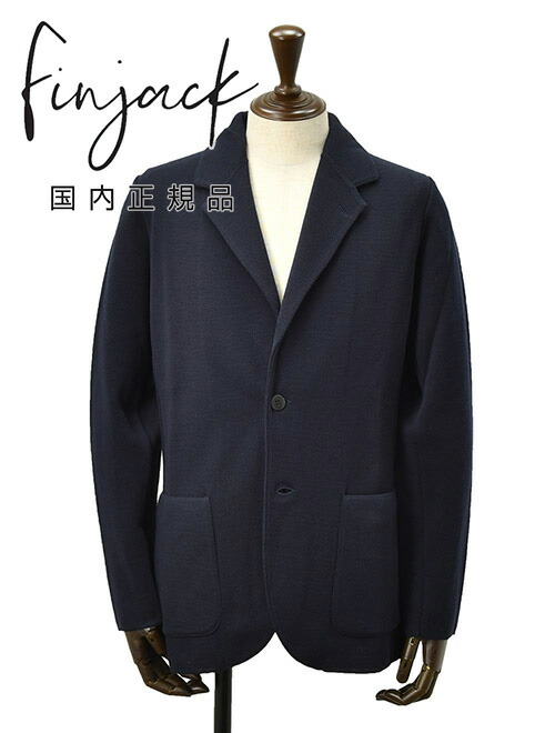 【中古】フィンジャック Finjackテーラードジャケット ネイビー　サイズ48 中古】フィンジャック Finjack コットン ジャケット ネイビー【サイズ