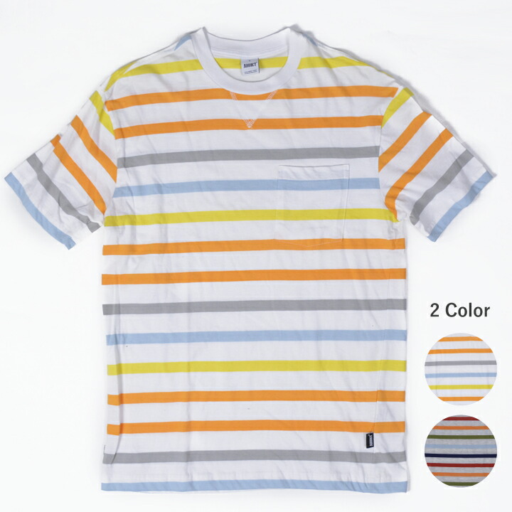 Addict アディクト Pocket Tシャツ メンズ Tee Deck ポケットtシャツ ポケット ボーダー Stripe